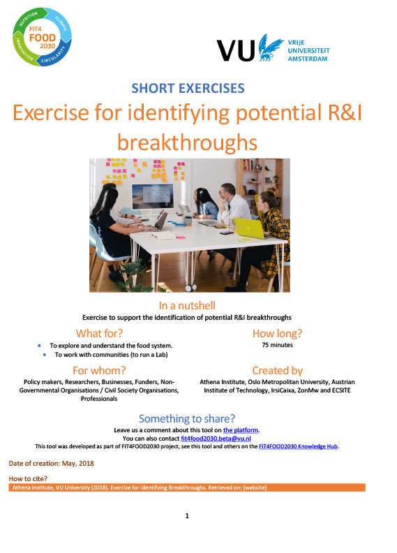 Exercise for Identifying potential R&I breakthroughs