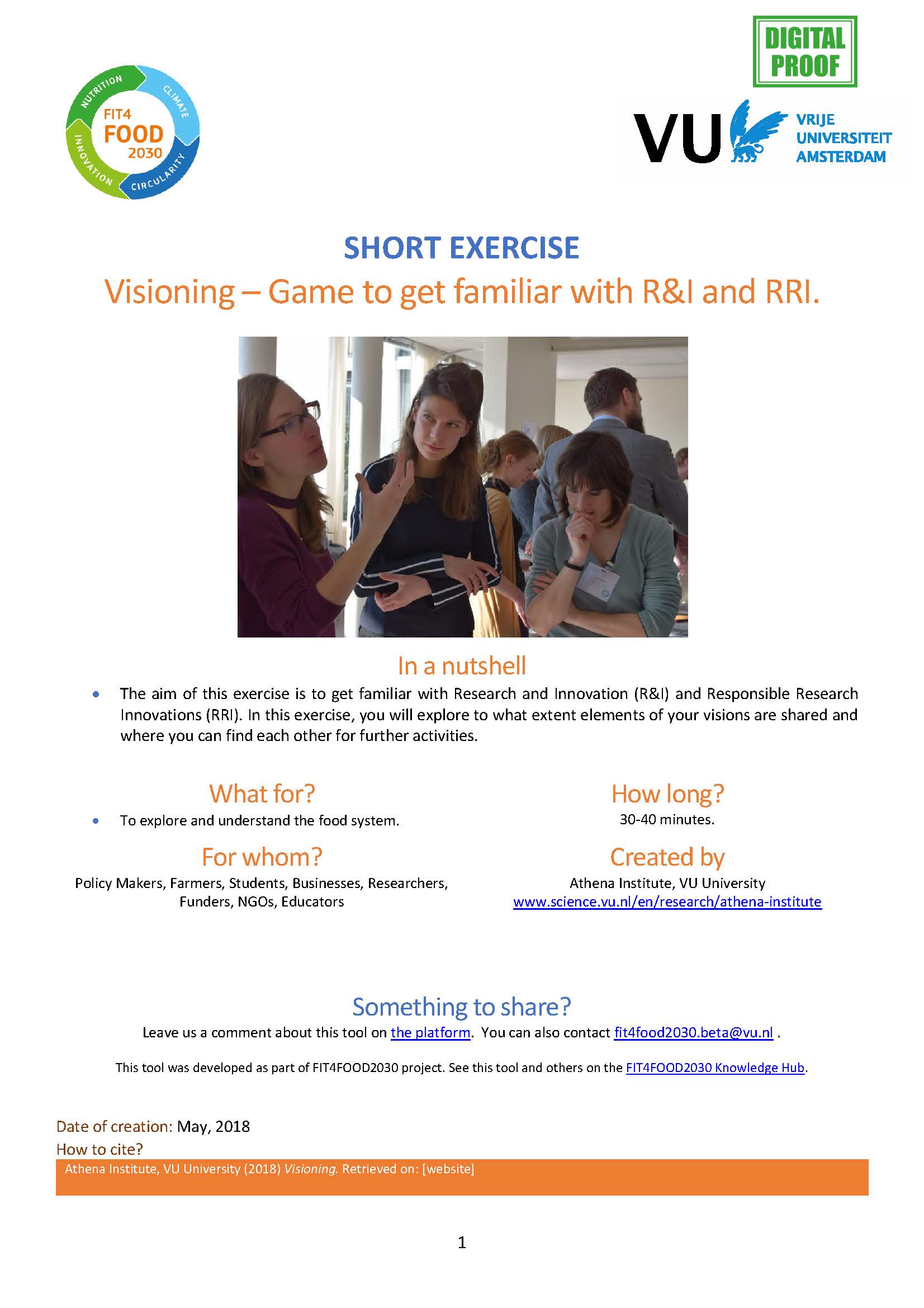 Visioning – Game to get familiar with R&I and RRI