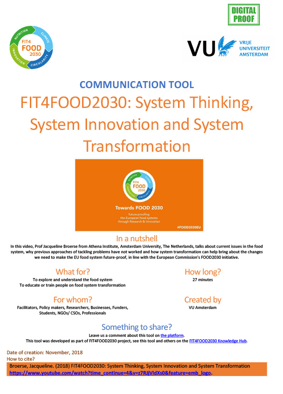 FIT4FOOD2030: System Thinking, System Innovation and System Transformation